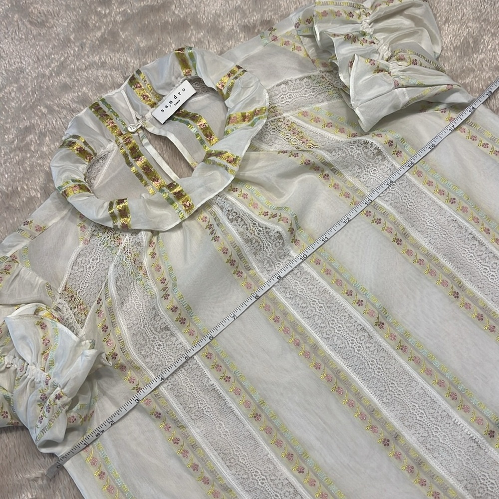 SANDRO Paris Striped Mock Neck Blouse - Picture 15 of 16